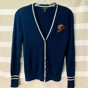 J Crew • V-Neck Sweater w/ Floral Patch